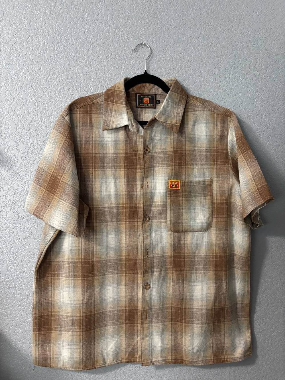 Pendleton Brown and Cream Plaid Short-Sleeve Button-Down Shirt